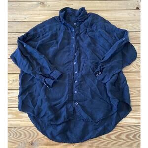 Pete & Greta Button Up 100% Silk Shirt Size Small Women’s Black
